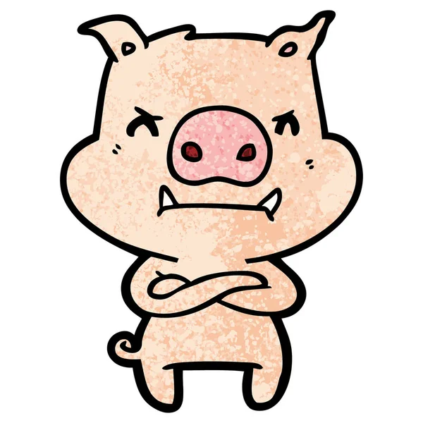 Illustration Vectorielle Cochon Dessin Animé Colère — Image vectorielle