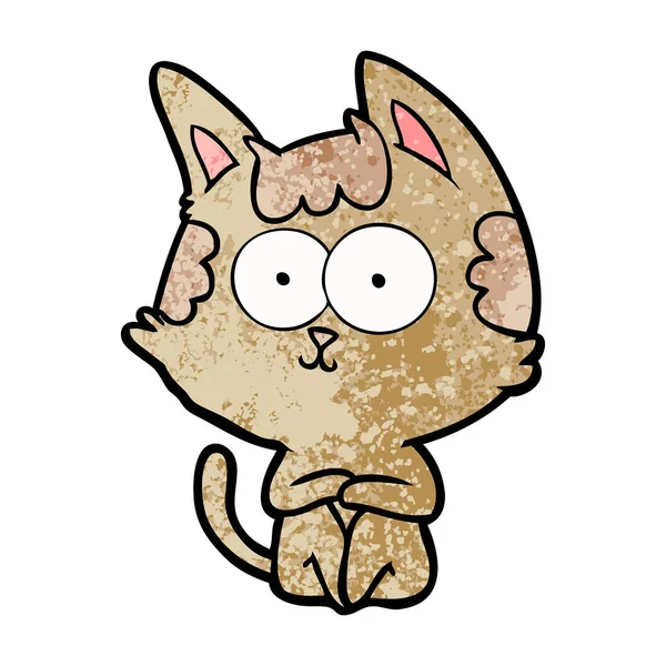 Vectorillustratie Van Happy Cartoon Kat — Stockvector