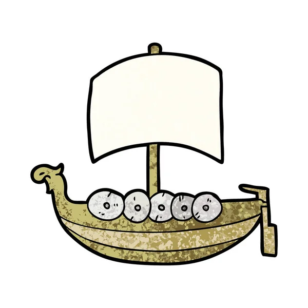 Vector Ilustración Dibujos Animados Barco Vikingo — Vector de stock
