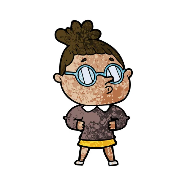 Mujer Dibujos Animados Con Gafas — Archivo Imágenes Vectoriales