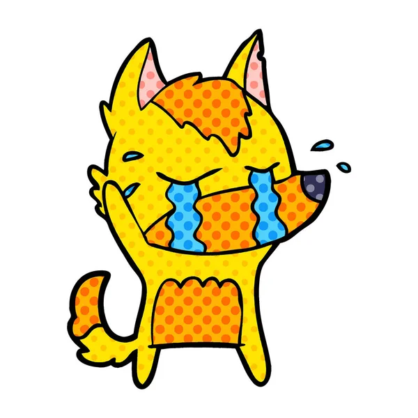 Traurige Kleine Fuchs Zeichentrickfigur — Stockvektor