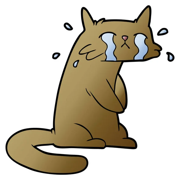 Vektorillustration Tecknad Gråtande Katt — Stock vektor