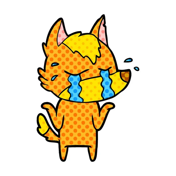 Smutný Malý Fox Kreslená Postavička — Stockový vektor