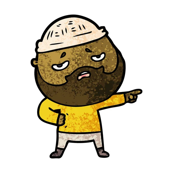 Dibujos Animados Hombre Preocupado Con Barba — Vector de stock
