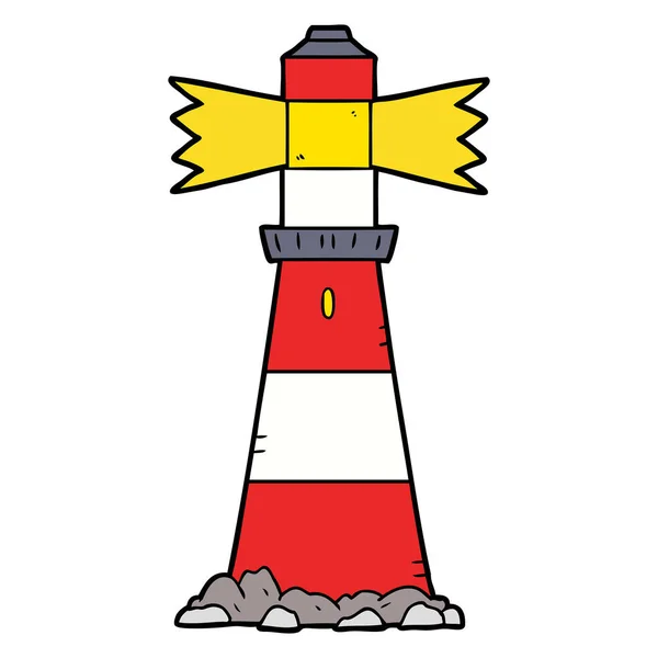 Vector Illustration Cartoon Lighthouse — Stock Vector