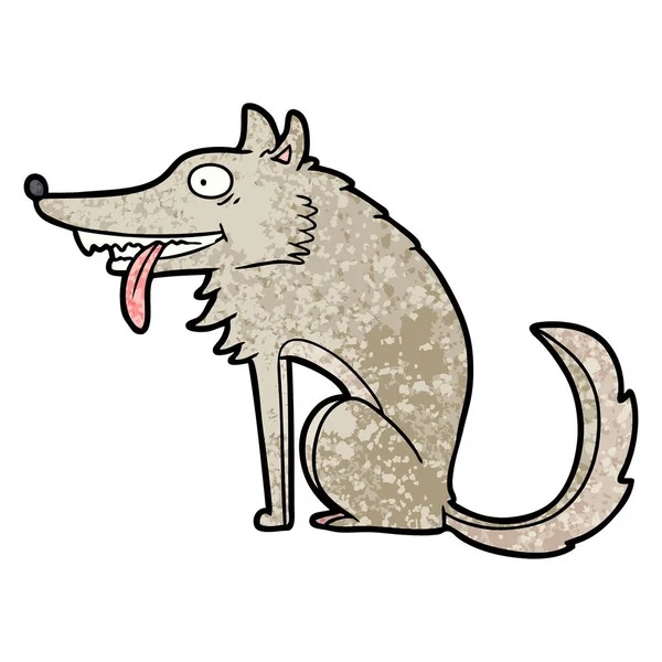 Vector Illustration Hungry Cartoon Wolf — Stock Vector