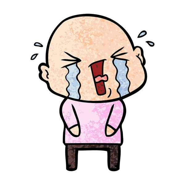 Cartoon Crying Bald Man — Stock Vector