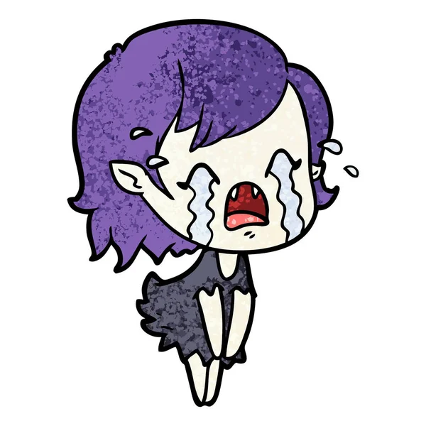 Desenho Animado Chorando Vampiro Menina —  Vetores de Stock