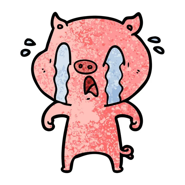 Ilustracja Wektorowa Płacz Kreskówka Świnia — Wektor stockowy