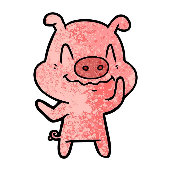 Vector Illustration Nervous Cartoon Pig — Stock Vector