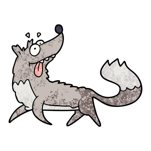Vektor Illustration Von Cartoon Hungrigen Wolf — Stockvektor