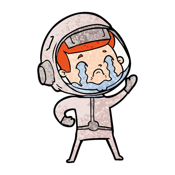 Vector Illustration Cartoon Crying Astronaut — Stock Vector