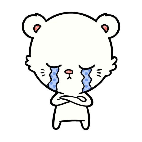 Triste Petit Ours Polaire Dessin Animé — Image vectorielle