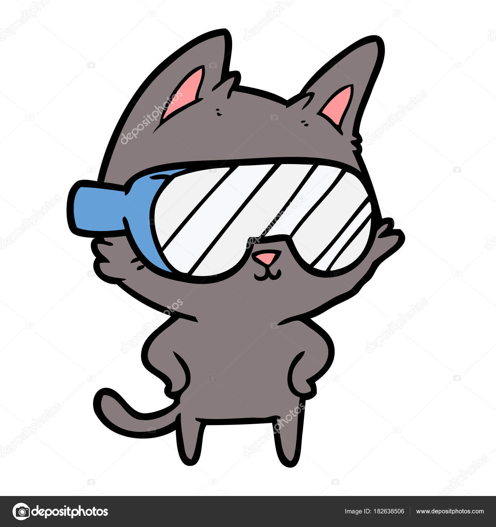 Chat Dessin Anime Avec Lunettes Sur Les Yeux Image Vectorielle Par Lineartestpilot C Illustration