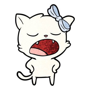 vektör çizim karikatür esneme kedi