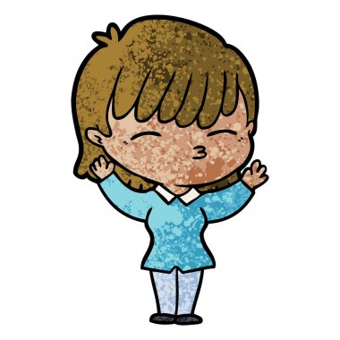 Çizgi filmdeki kadının vektör çizimi