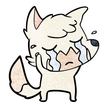 Tilki çizgi film ağlama vektör çizim