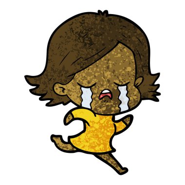 vektör çizim karikatür kız ağlıyor