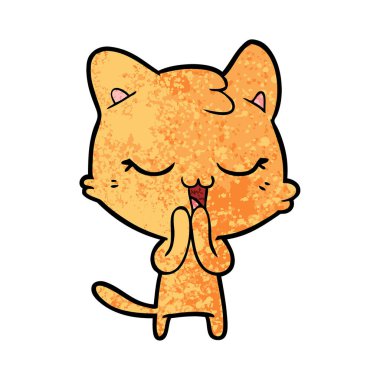 vektör çizim karikatür mutlu kedi