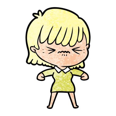 rahatsız çizgi film kız vektör çizim