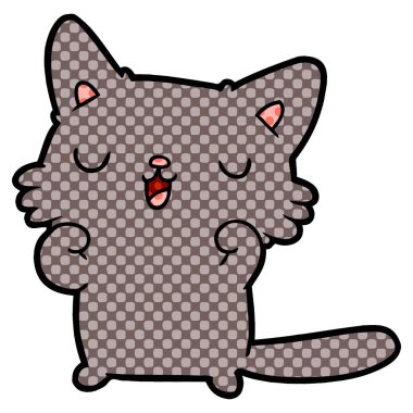 vektör çizim karikatür mutlu kedi