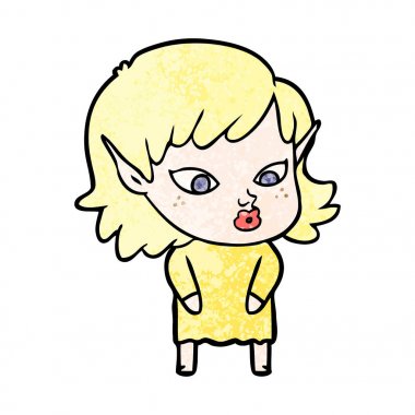 vektör çizim karikatür elf kızı