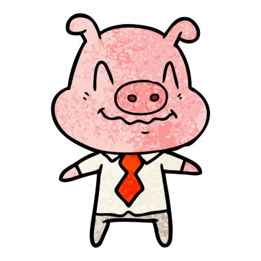 gergin çizgi film domuz vektör çizim