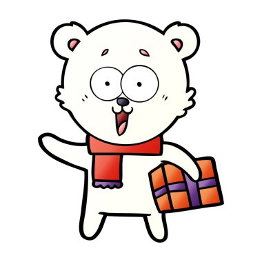 Kutup ayısı Noel mevcut karikatür ile