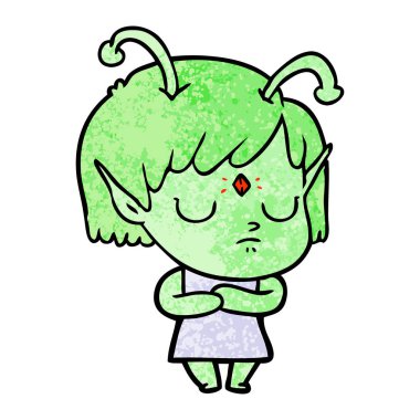 vektör çizim karikatür uzaylı kız