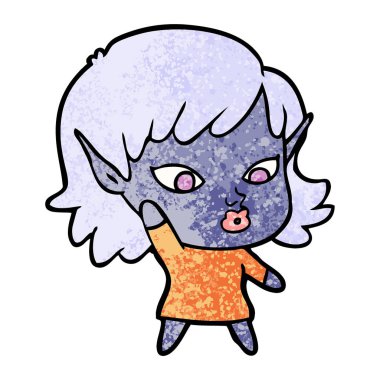 vektör çizim karikatür elf kızı