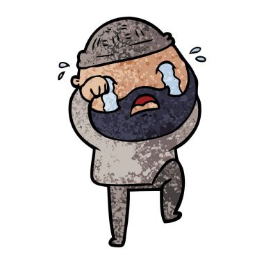 ağlama ve ayak damgalama sakallı adam çizgi film