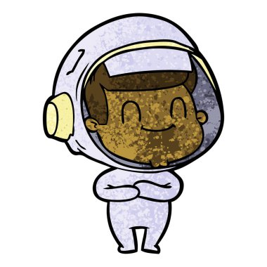 mutlu karikatür astronot adam