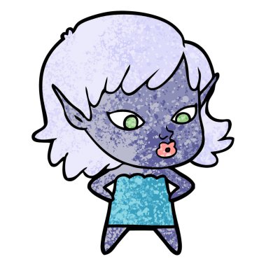 vektör çizim karikatür elf kızı