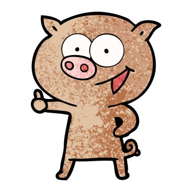 neşeli domuz karikatür vektör çizim