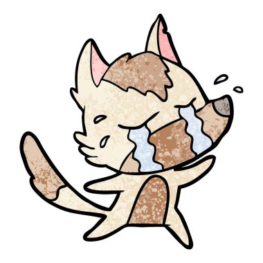 vektör çizim karikatür ağlayan kurt