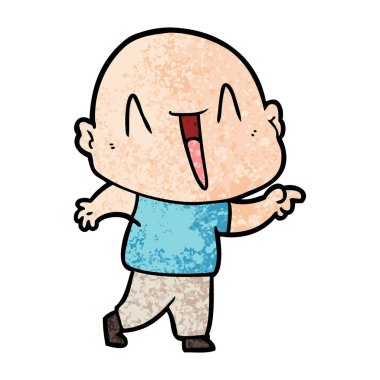 mutlu karikatür kel adam