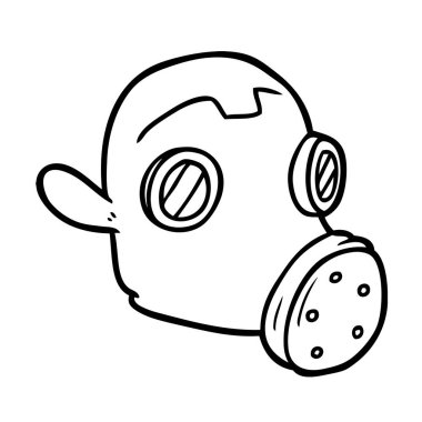 vektör çizim karikatür gaz maskesi