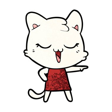 vektör çizim karikatür mutlu kedi