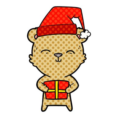 hediye ile mutlu karikatür ayı