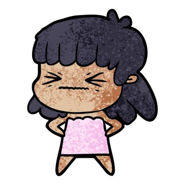 vektör çizim karikatür kızgın kız