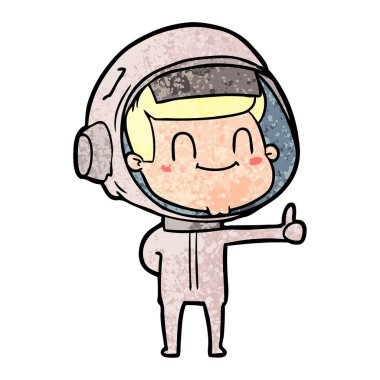 mutlu karikatür astronot vektör çizim