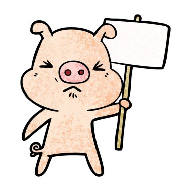 vektör çizim karikatür kızgın domuz