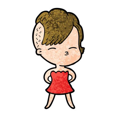 çizgi film kız gözlerini kısarak vektör çizim