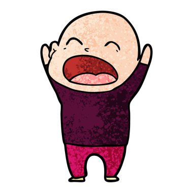 karikatür bağırarak kel adam