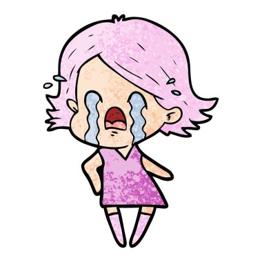 vektör çizim karikatür kadının ağladığını
