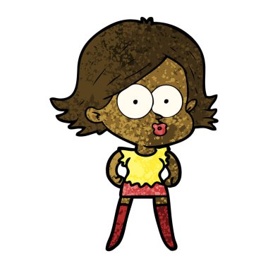 surat asmayı çizgi film kız vektör çizim