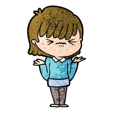 rahatsız çizgi film kız vektör çizim