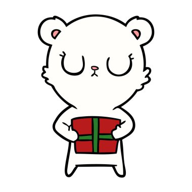 Kutup ayısı Noel mevcut karikatür ile