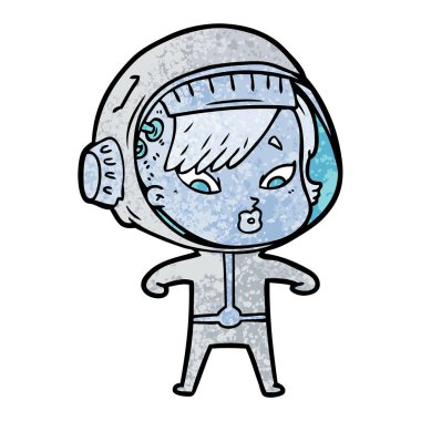 vektör çizim karikatür astronot kadın