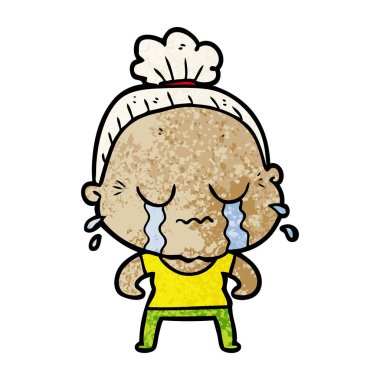 çizgi film ağlayan yaşlı kadın